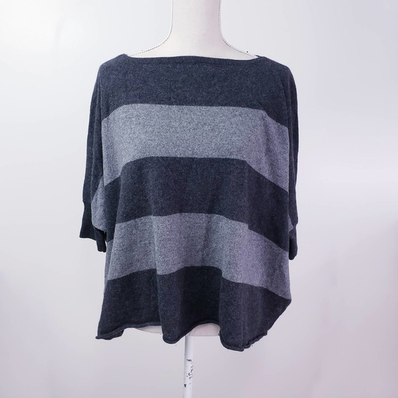 Vince Sweaters - Vince Striped Cashmere Oversized Poncho Sweater